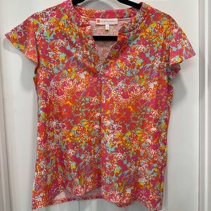 🌺 Jude Connally Color Splash V-Neck Top – Size Small